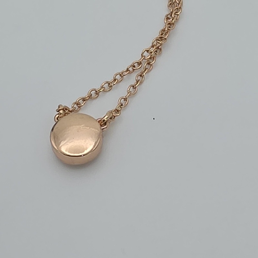 Vtg COACH Necklace Open Circle Crystal Pendant Rose Gold Plate Round‎ Link 18" - Picture 10 of 15